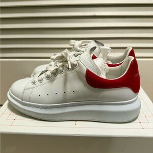 Alexander McQueen White Sneakers with Red Accents
